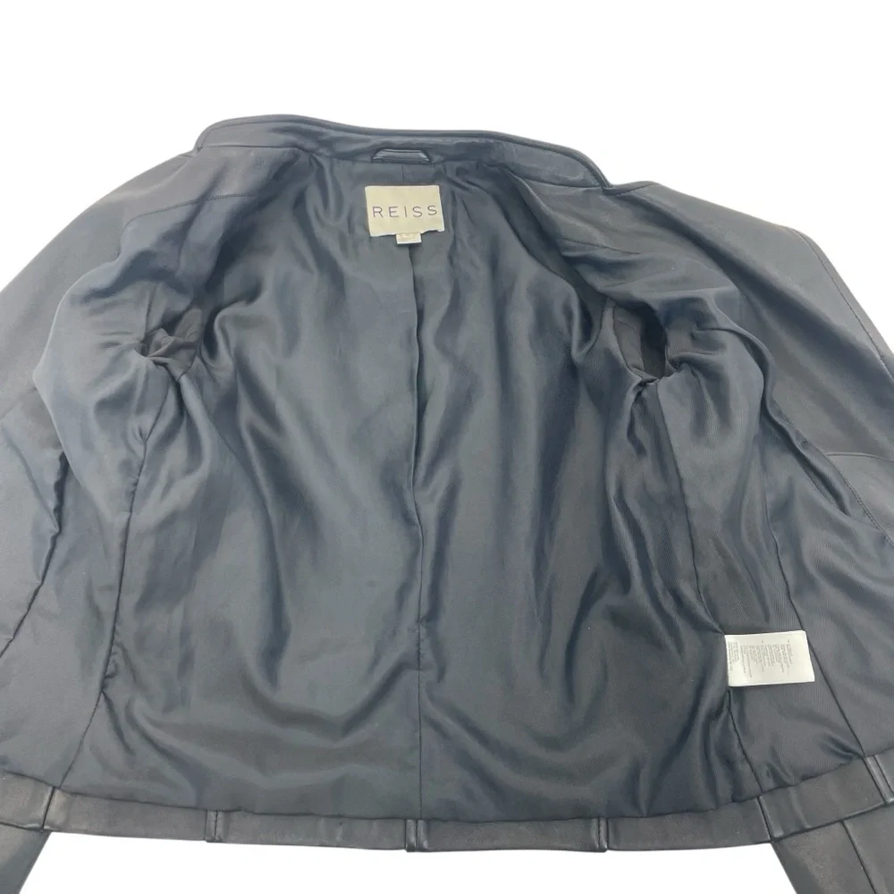 Reiss Lambskin Leather Jacket Medium Black - Picture 12 of 16